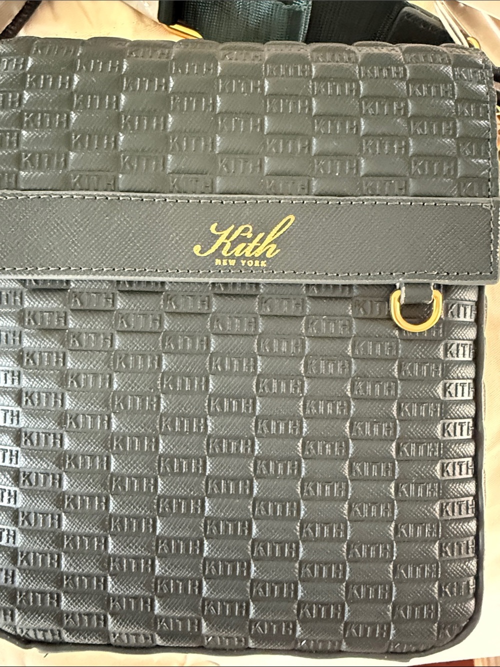Kith Dark Green Embossed Crossbody with Gold Hardware - Picture 2 of 7